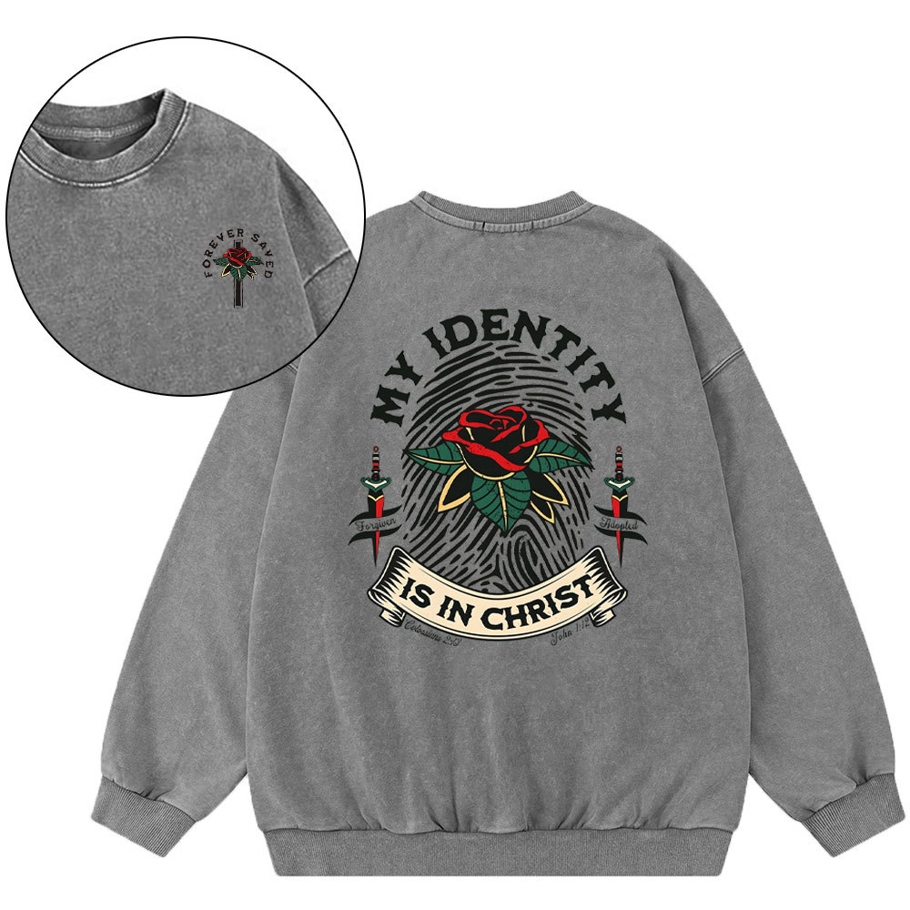 My Identify Is In Christ Christian Washed Sweatshirt