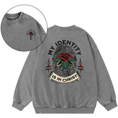 My Identify Is In Christ Christian Washed Sweatshirt