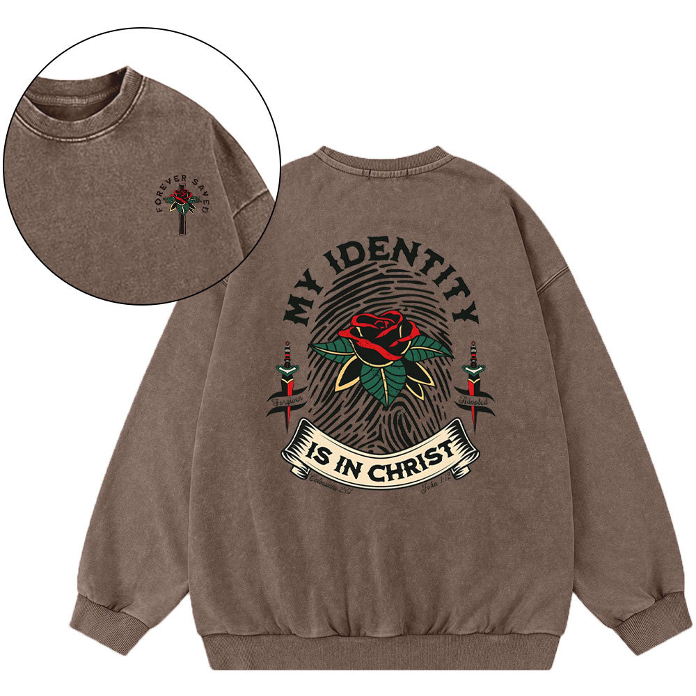 My Identify Is In Christ Christian Washed Sweatshirt