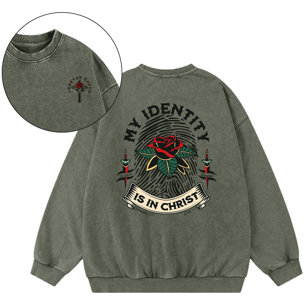 My Identify Is In Christ Christian Washed Sweatshirt