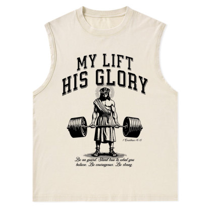 My Lift His Glory Christian Washed Tank Top