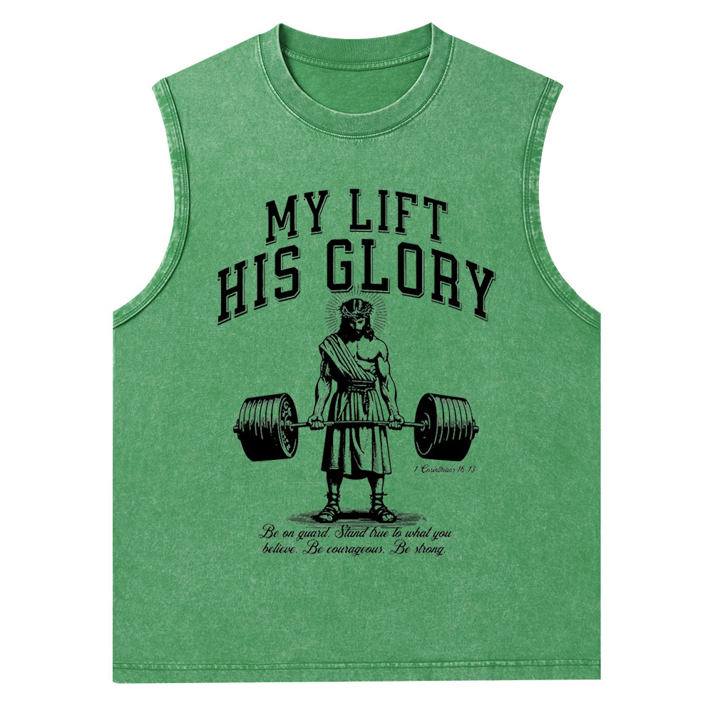 My Lift His Glory Christian Washed Tank Top