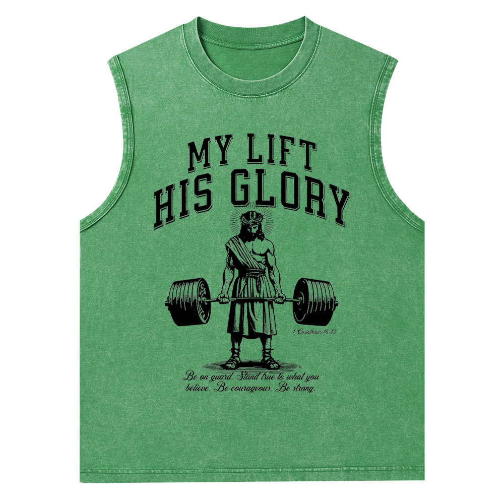 My Lift His Glory Christian Washed Tank Top