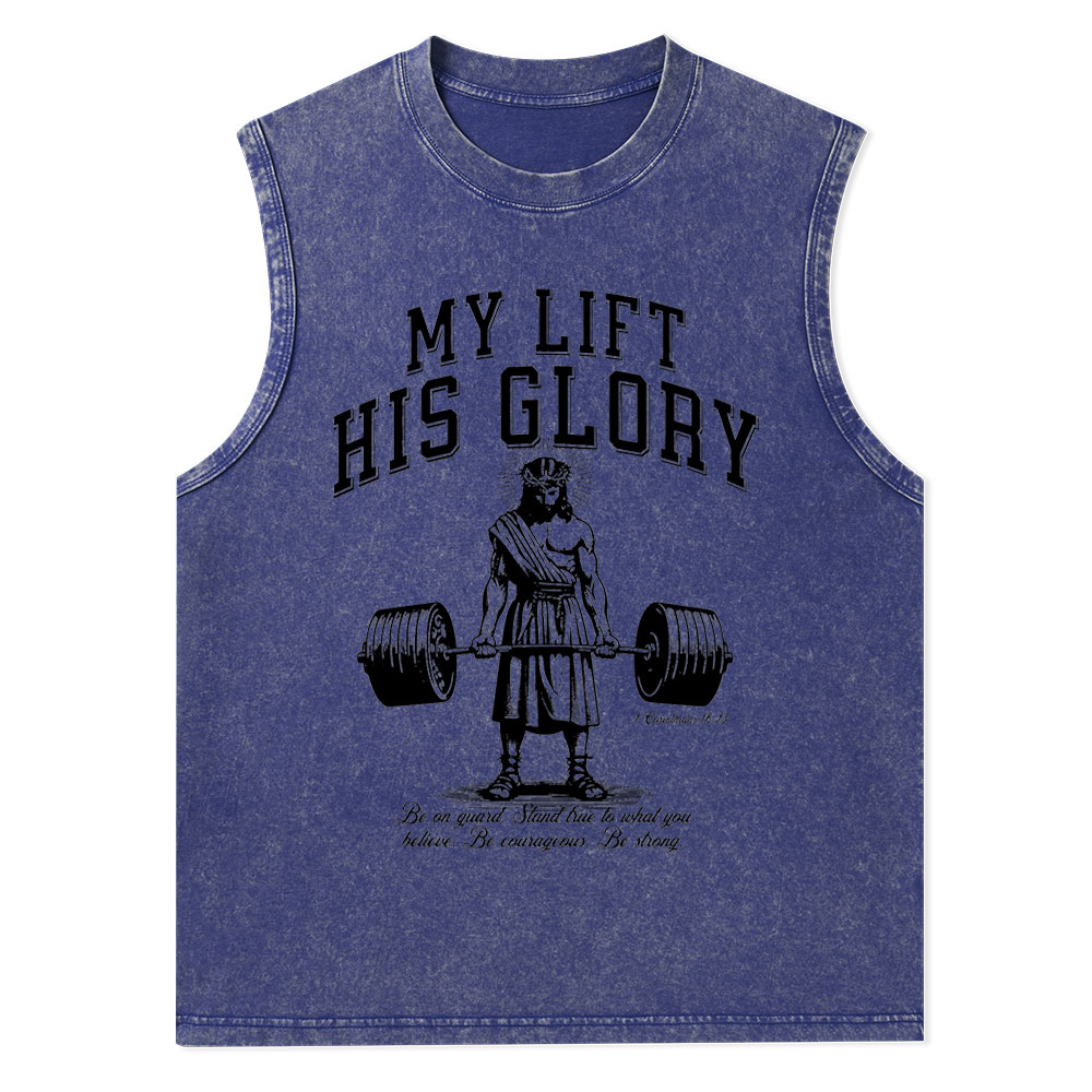 My Lift His Glory Christian Washed Tank Top