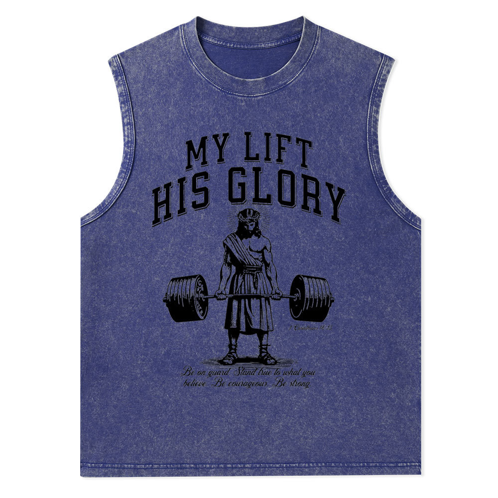 My Lift His Glory Christian Washed Tank Top