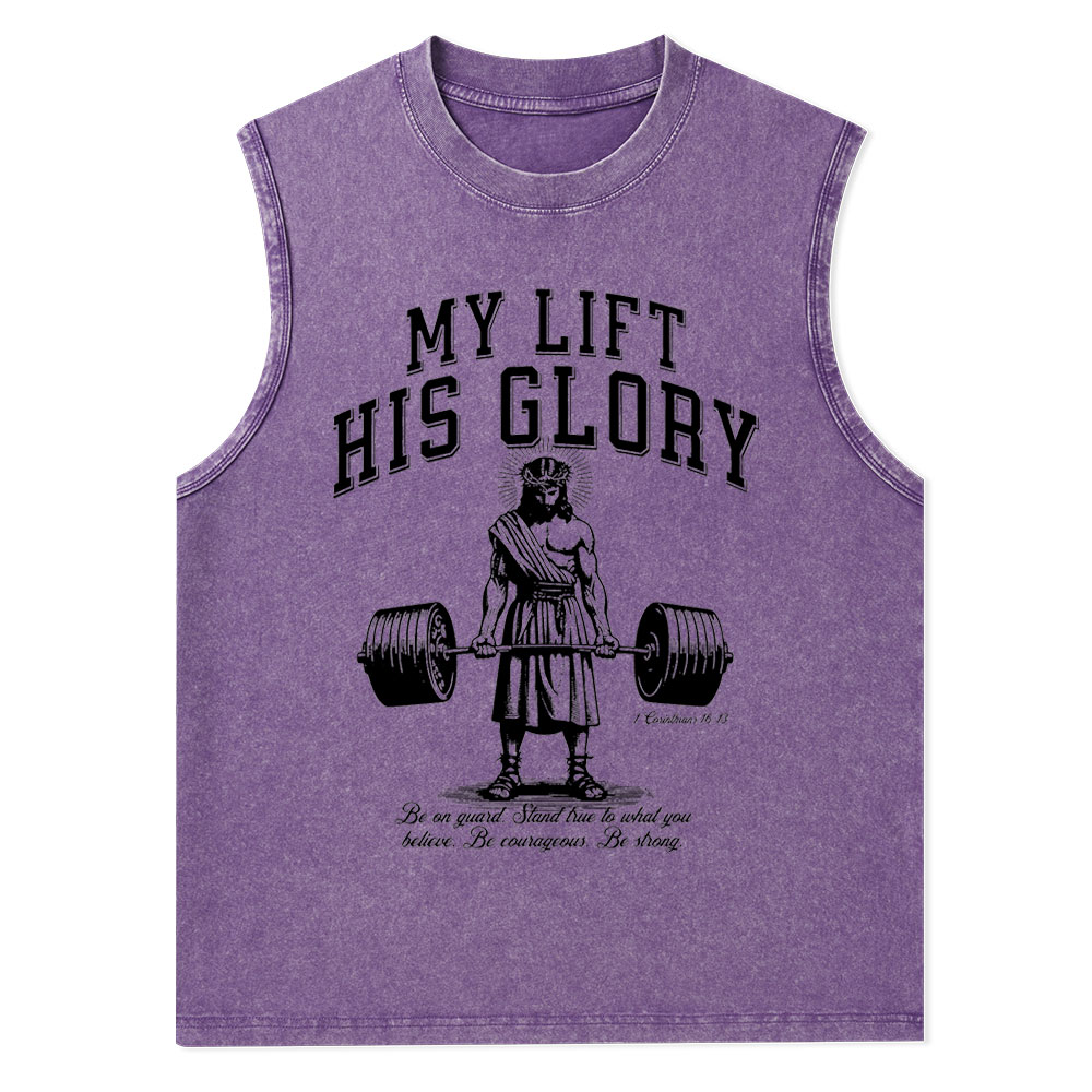 My Lift His Glory Christian Washed Tank Top