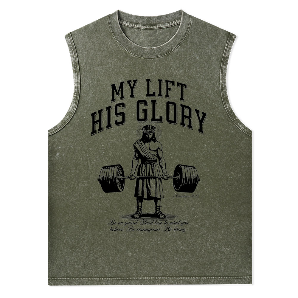 My Lift His Glory Christian Washed Tank Top