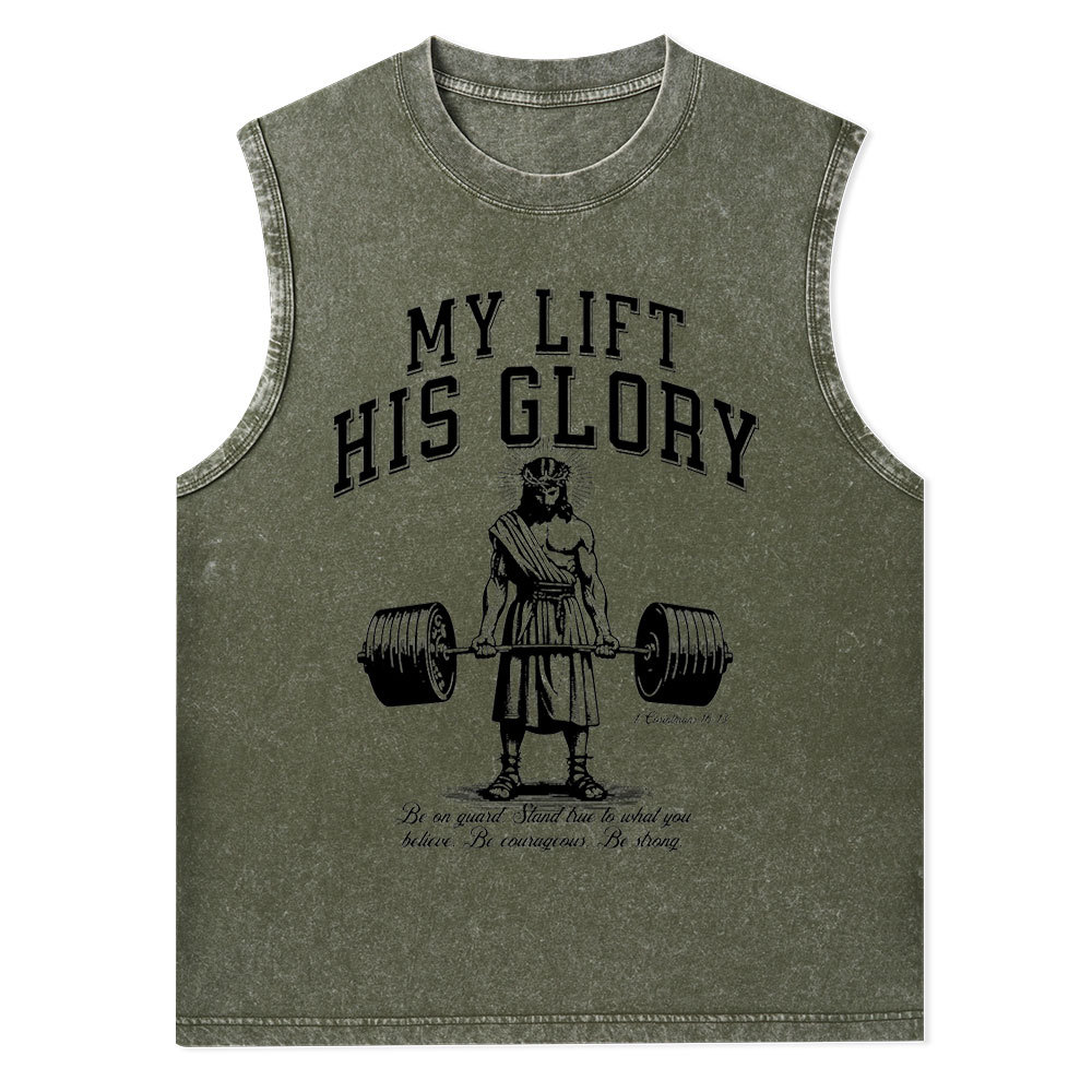My Lift His Glory Christian Washed Tank Top