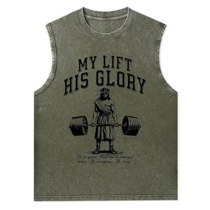 My Lift His Glory Christian Washed Tank Top