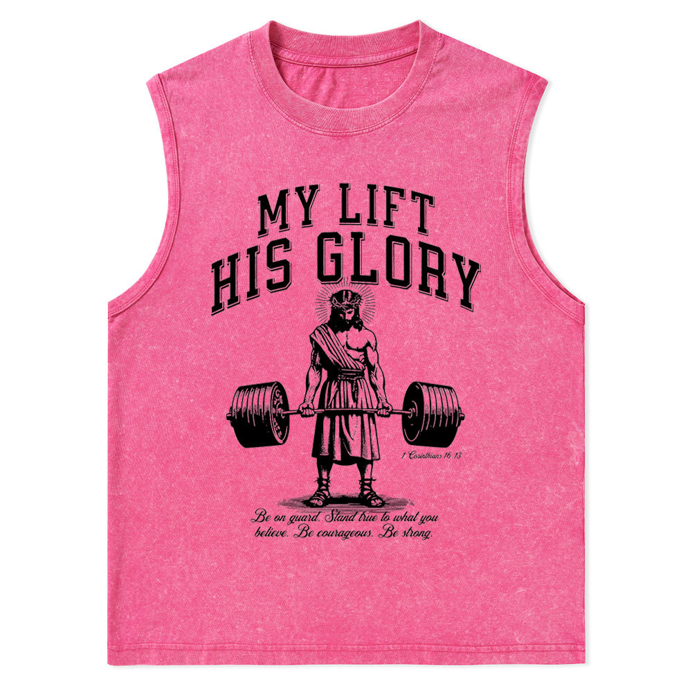 My Lift His Glory Christian Washed Tank Top
