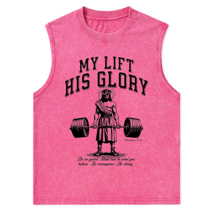 My Lift His Glory Christian Washed Tank Top