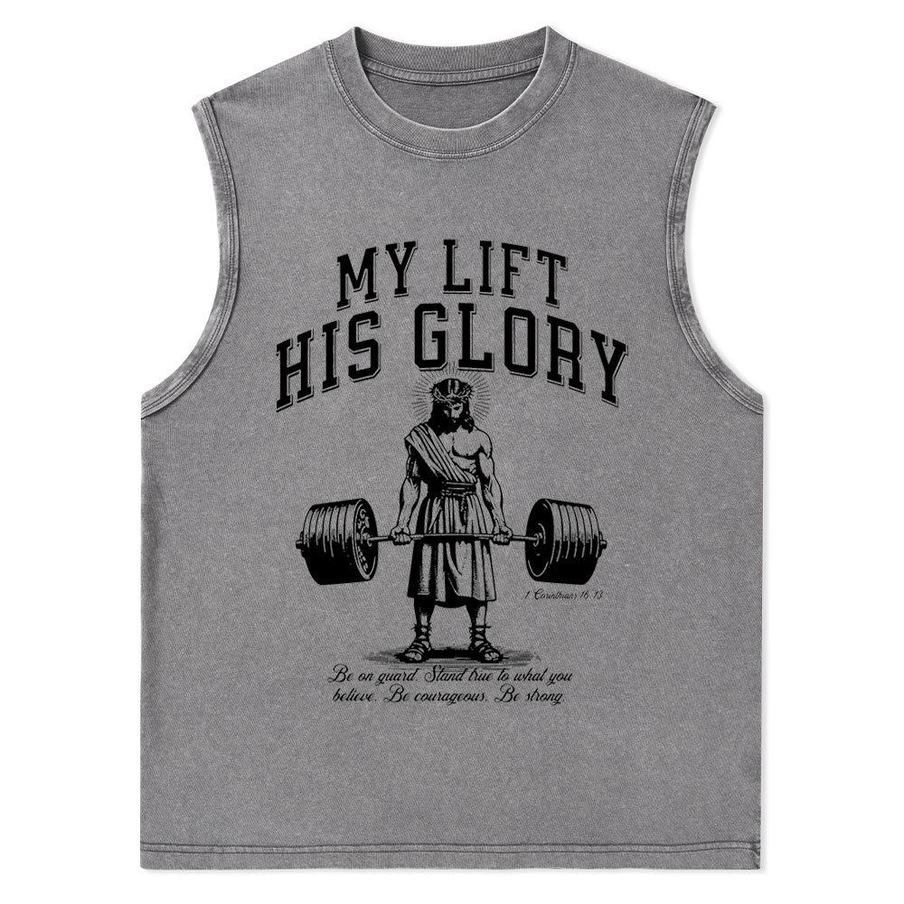 My Lift His Glory Christian Washed Tank Top