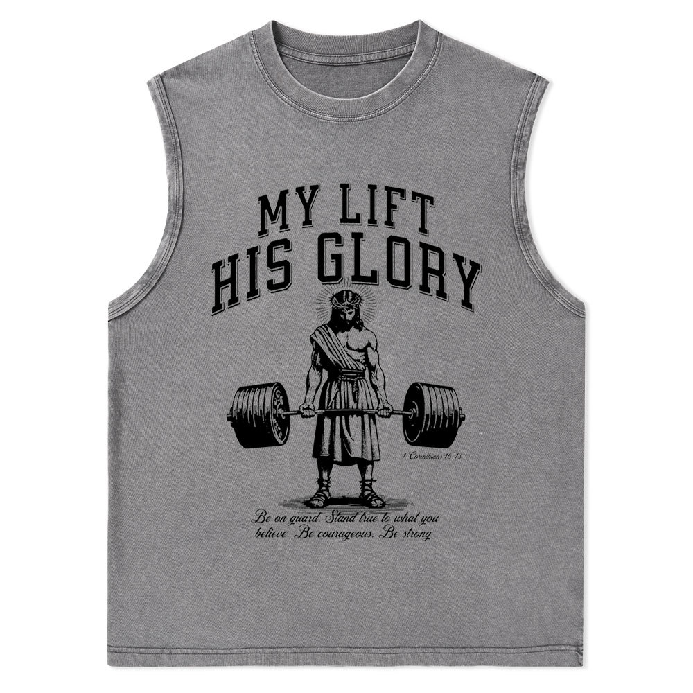 My Lift His Glory Christian Washed Tank Top