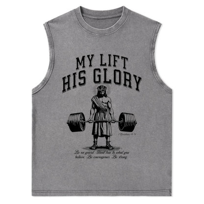 My Lift His Glory Christian Washed Tank Top
