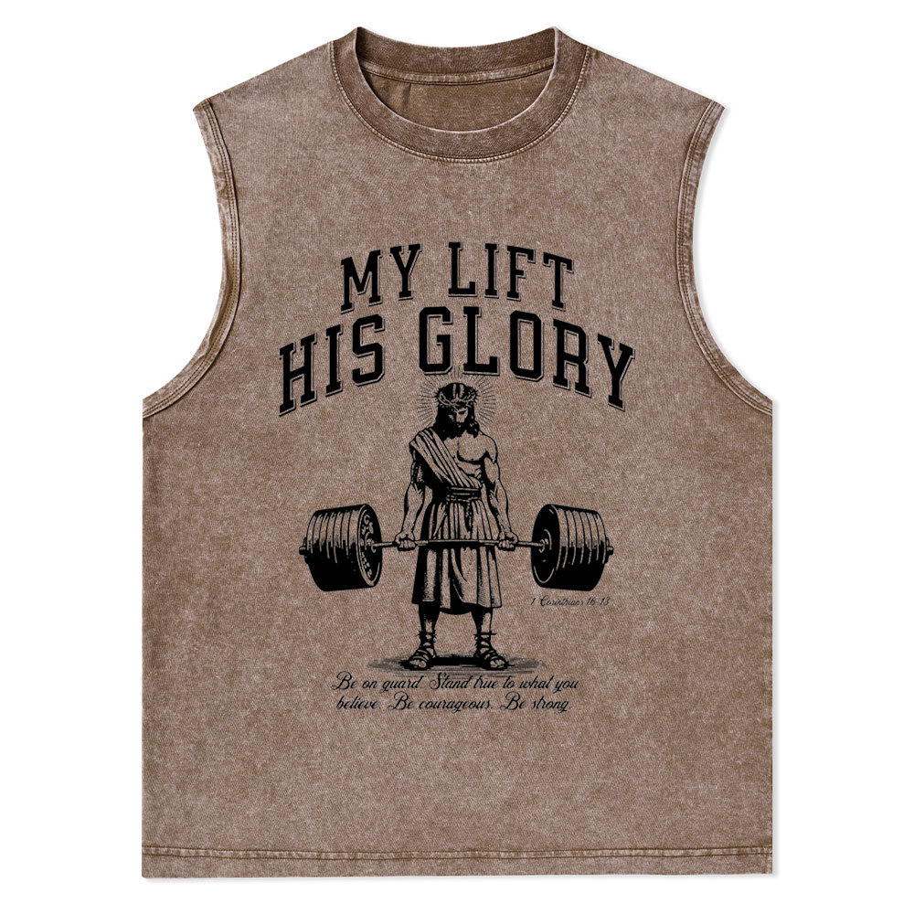 My Lift His Glory Christian Washed Tank Top