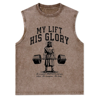 My Lift His Glory Christian Washed Tank Top