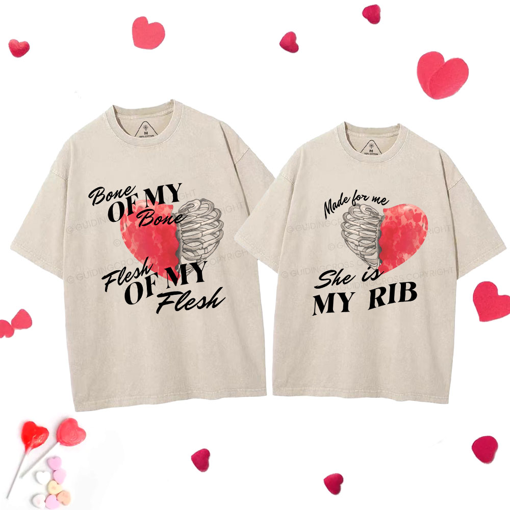 My Rib Genesis 2: 21 Christian Couple Washed T-Shirt Sale