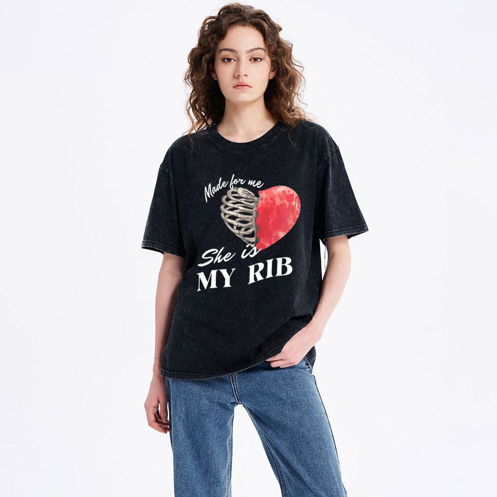 My Rib Genesis 2: 21 Christian Couple Washed T-Shirt