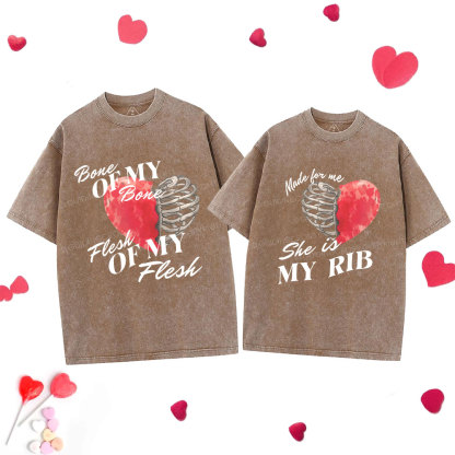 My Rib Genesis 2: 21 Christian Couple Washed T-Shirt