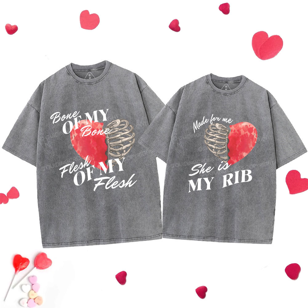 My Rib Genesis 2: 21 Christian Couple Washed T-Shirt