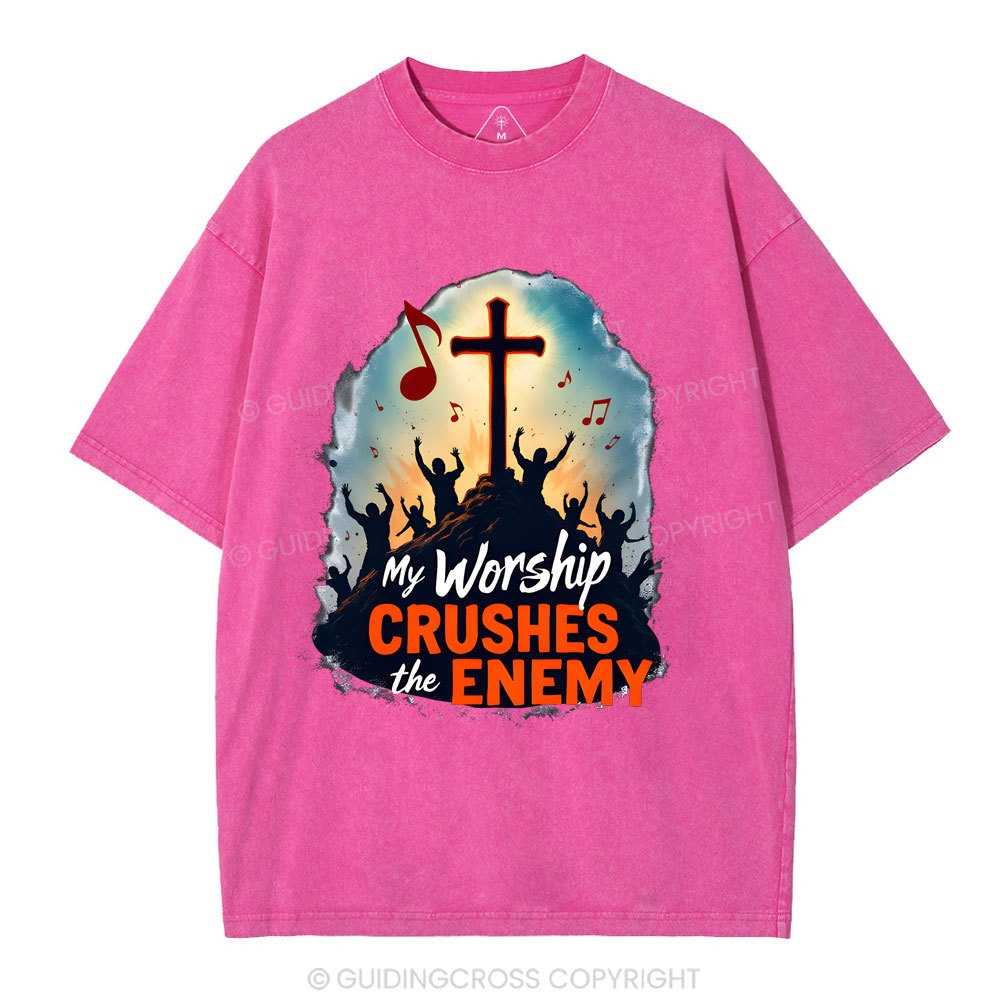 My Worship Crushes THe Enemy Christian Washed T-Shirt