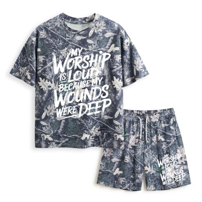 My Worship Is Lord Because My Wounds Were Deep Christian Camo T-Shirt & Shorts