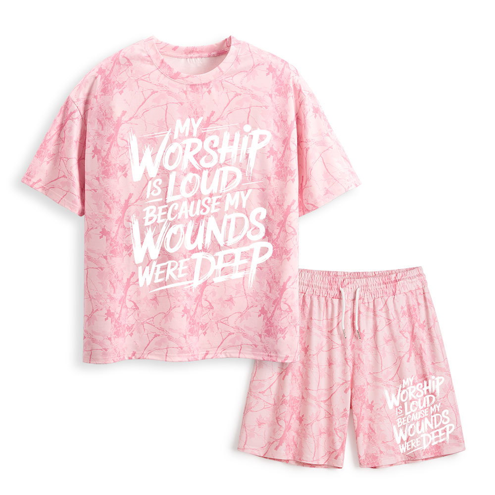 My Worship Is Lord Because My Wounds Were Deep Christian Camo T-Shirt & Shorts