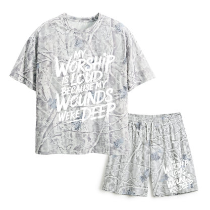 My Worship Is Lord Because My Wounds Were Deep Christian Camo T-Shirt & Shorts