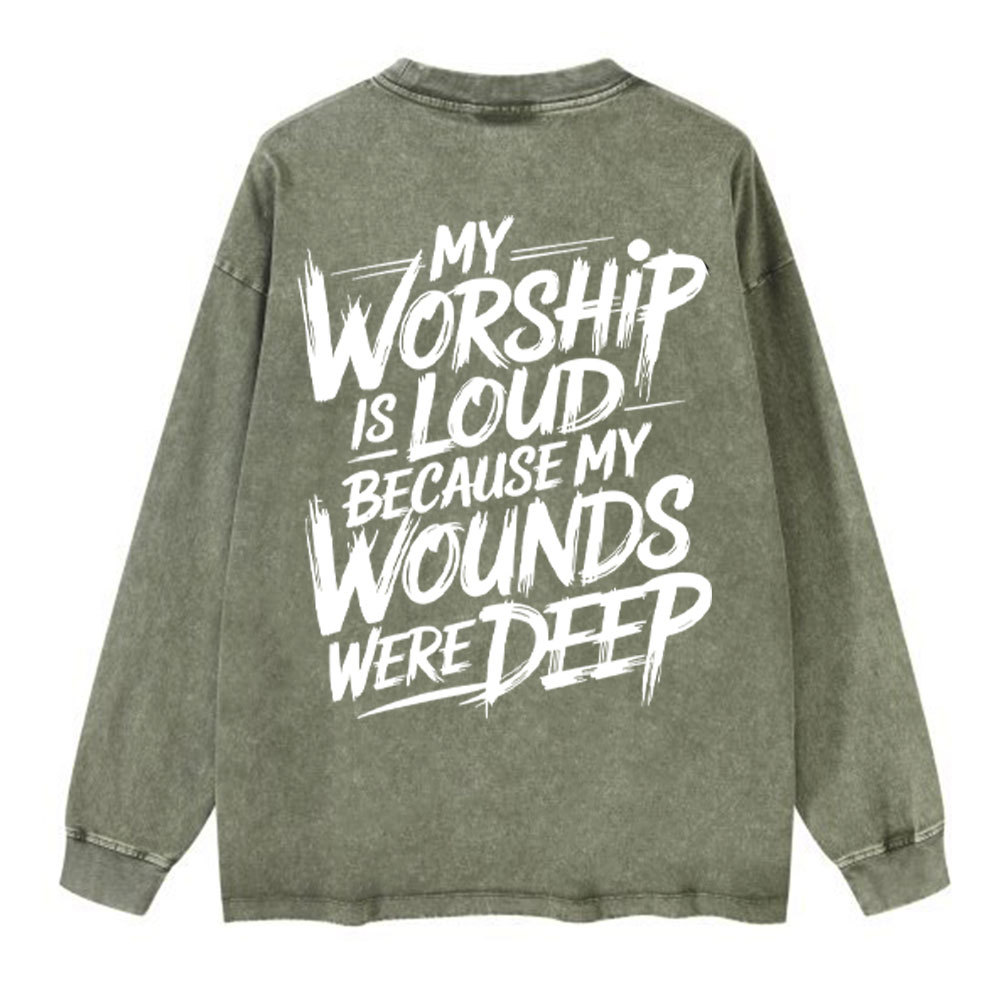 My Worship Is Lord Christian Washed Long Sleeve T-Shirt