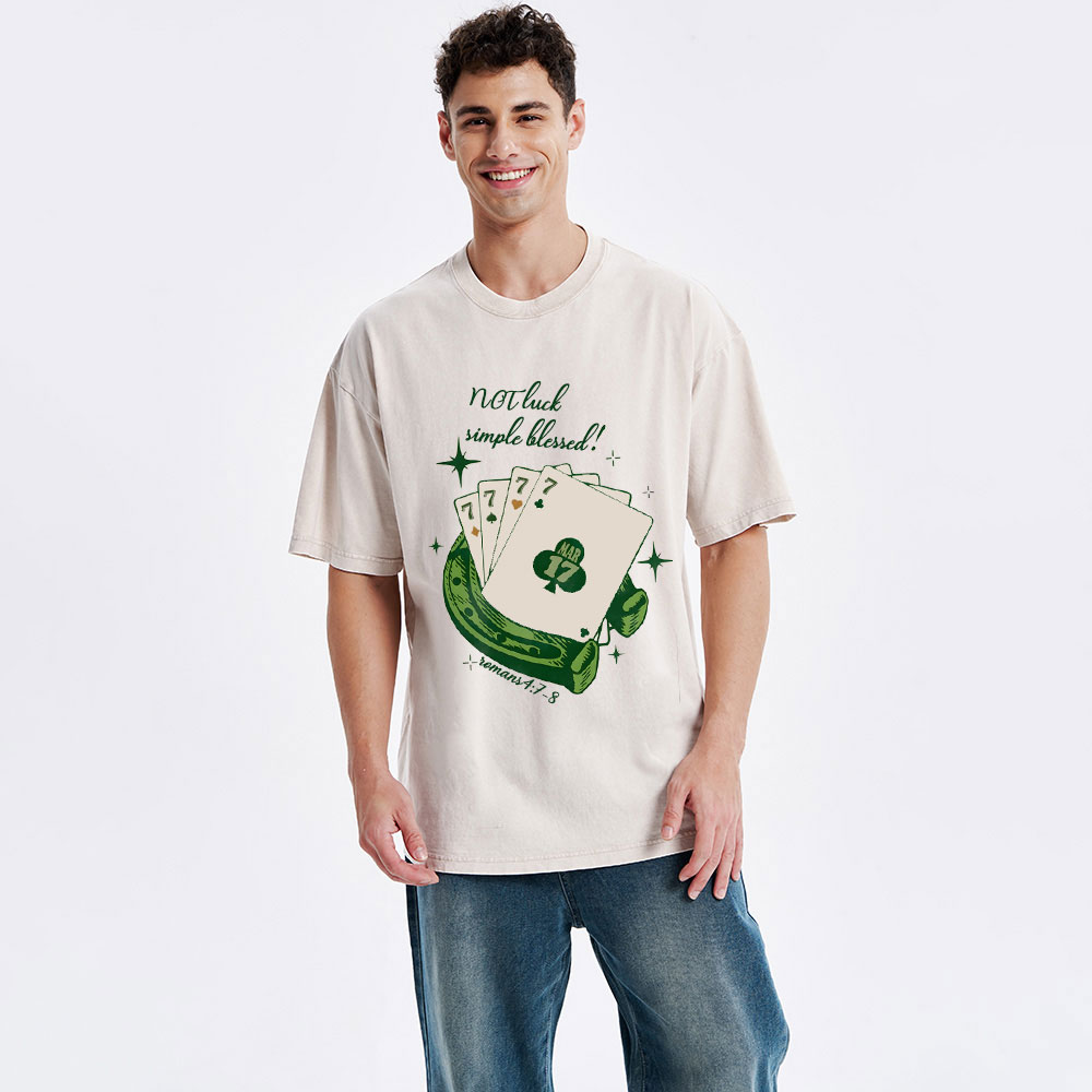 NOT luck simple blessed Christian Washed T-Shirt