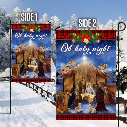 Nativity Scene Oh Holy Night Jesus Was Born Christmas Flag