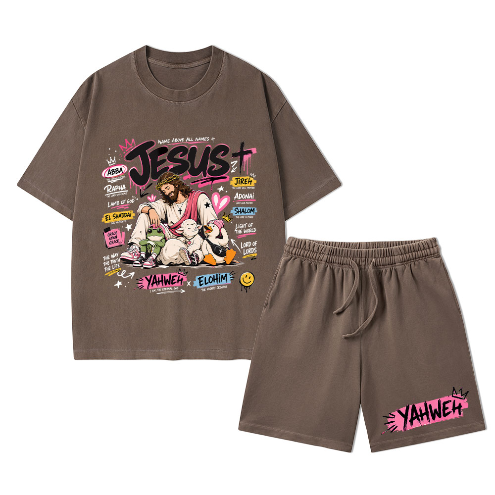 Name Above All Names Christian Washed T-Shirt & Shorts 
