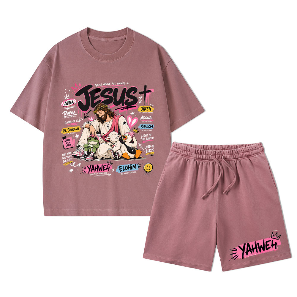 Name Above All Names Christian Washed T-Shirt & Shorts 