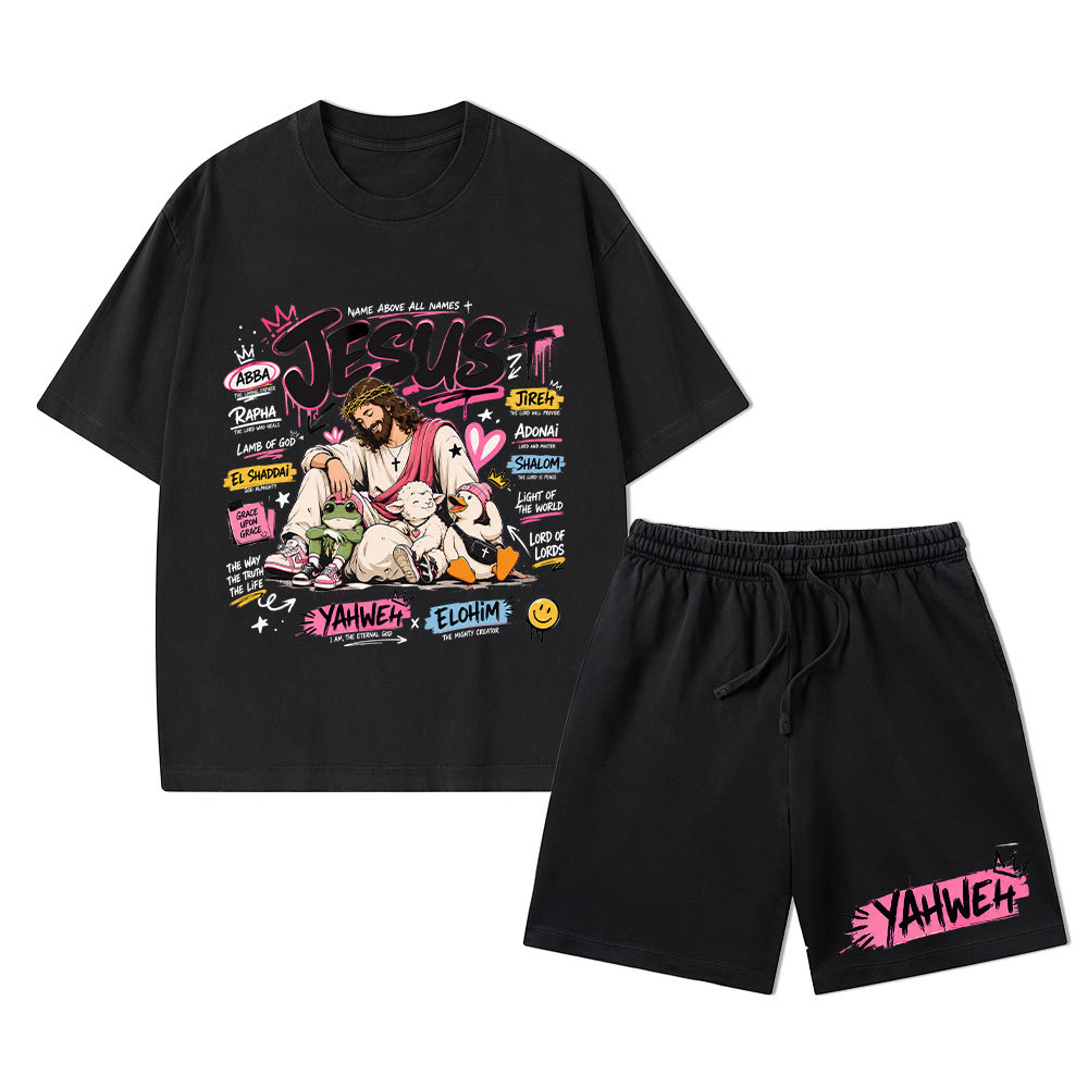 Name Above All Names Christian Washed T-Shirt & Shorts 