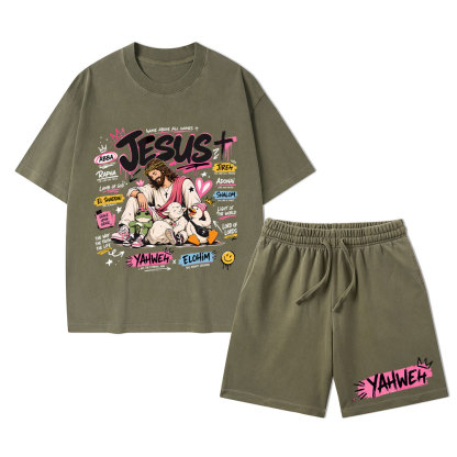 Name Above All Names Christian Washed T-Shirt & Shorts 