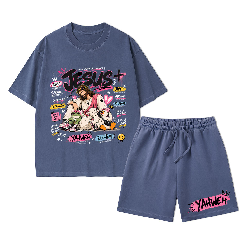 Name Above All Names Christian Washed T-Shirt & Shorts 