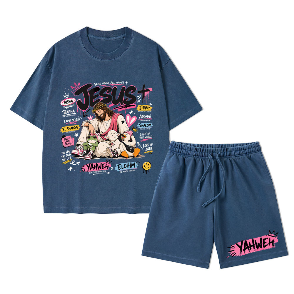Name Above All Names Christian Washed T-Shirt & Shorts 