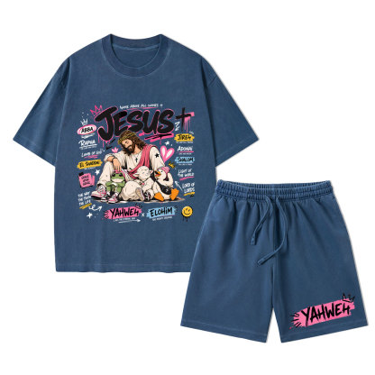 Name Above All Names Christian Washed T-Shirt & Shorts 