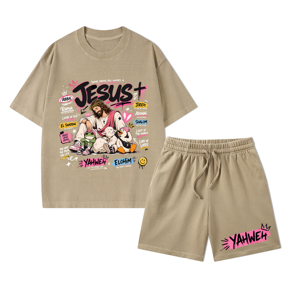 Name Above All Names Christian Washed T-Shirt & Shorts 