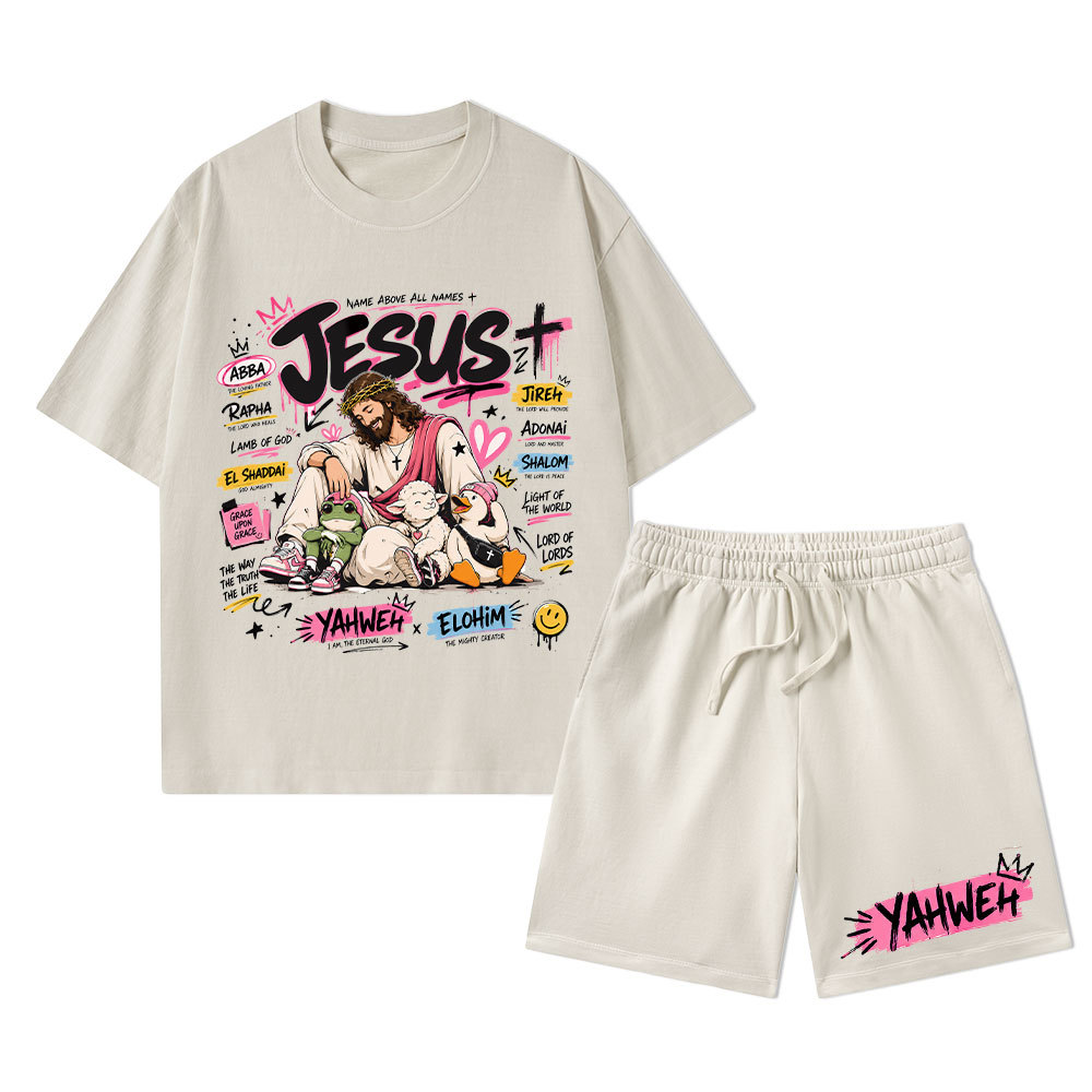 Name Above All Names Christian Washed T-Shirt & Shorts 