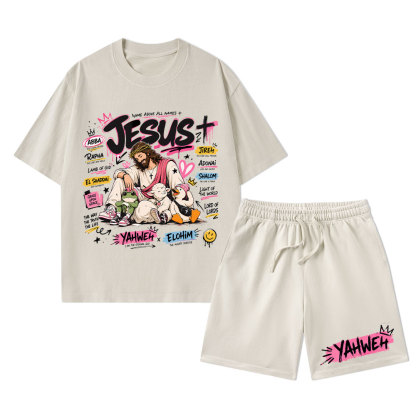 Name Above All Names Christian Washed T-Shirt & Shorts 