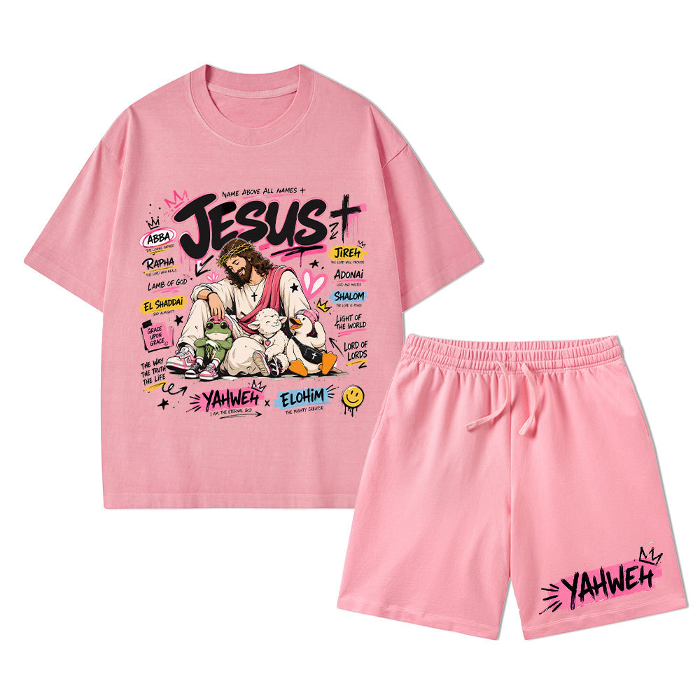 Name Above All Names Christian Washed T-Shirt & Shorts 