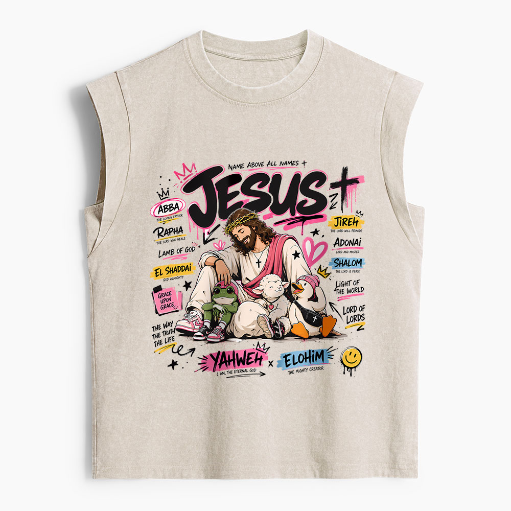 Name Above All Names Christian Women's Washed Tank Top