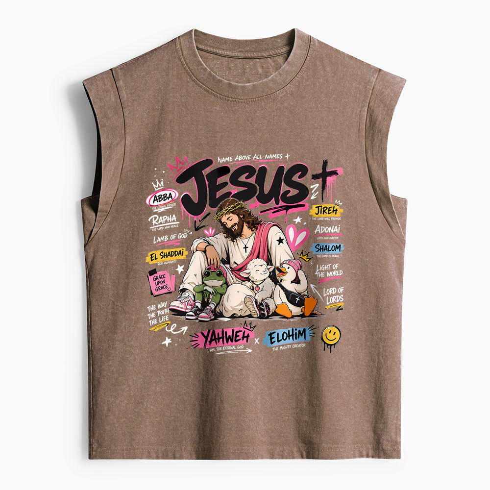 Name Above All Names Christian Women's Washed Tank Top