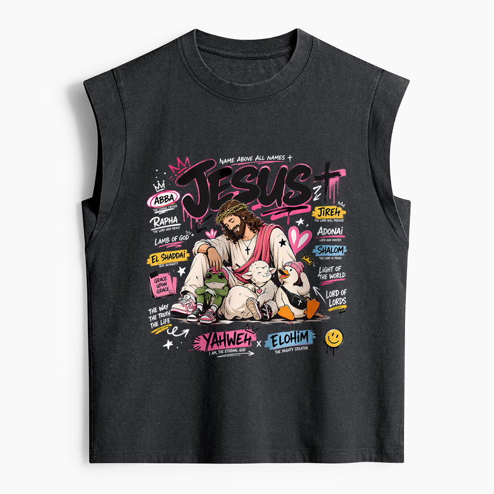 Name Above All Names Christian Women's Washed Tank Top