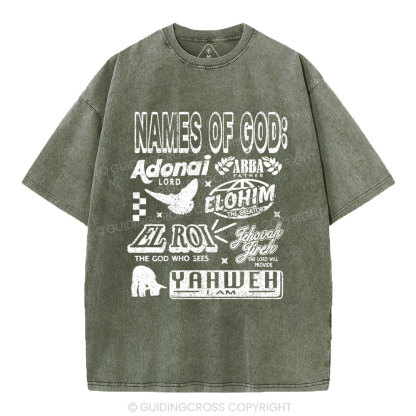 Names Of God Christian Washed T-Shirt