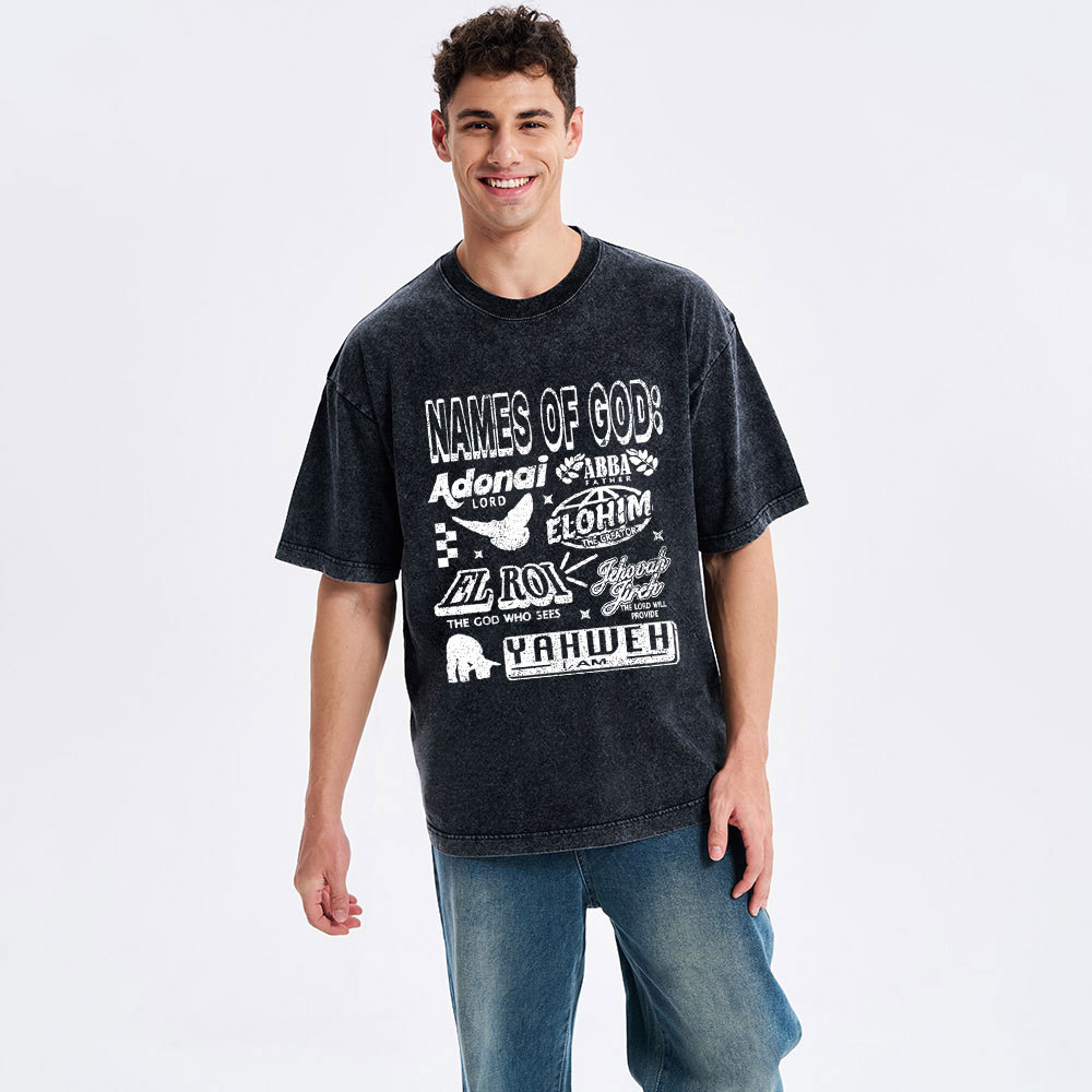 Names Of God Christian Washed T-Shirt