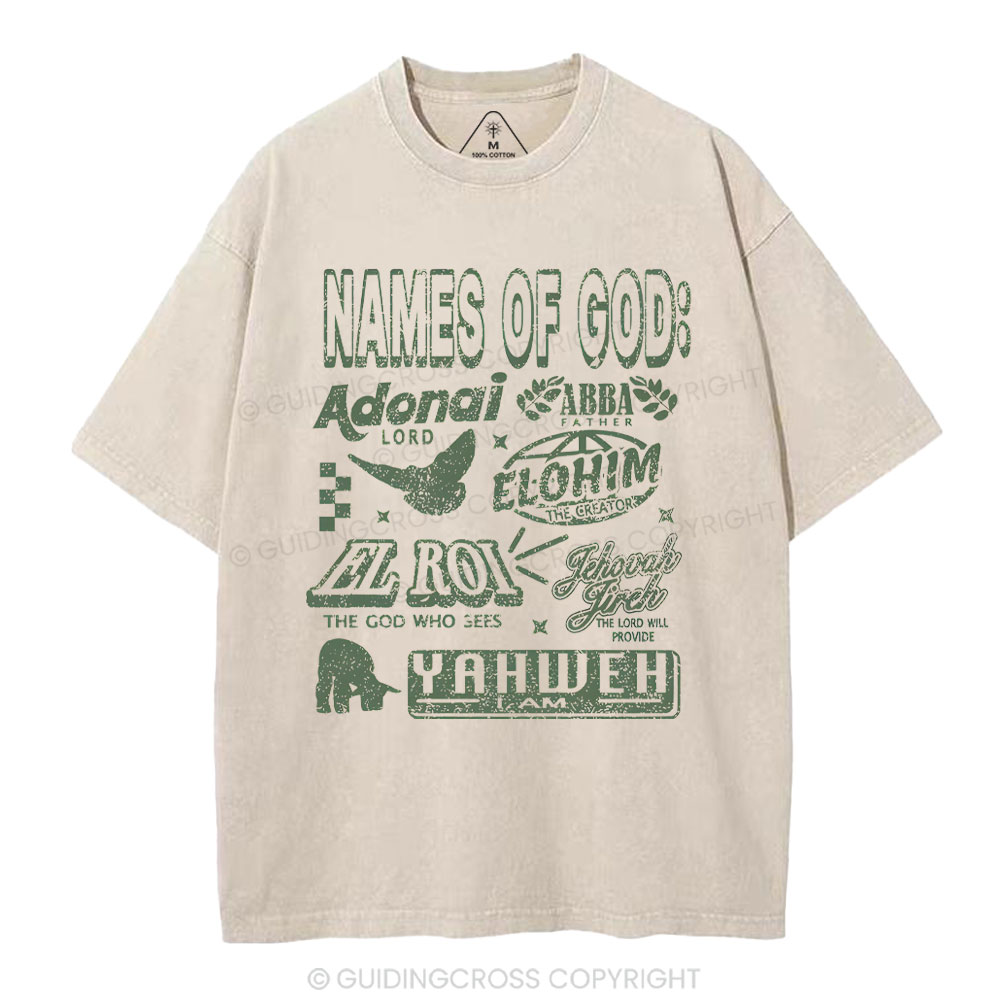 Names Of God Christian Washed T-Shirt