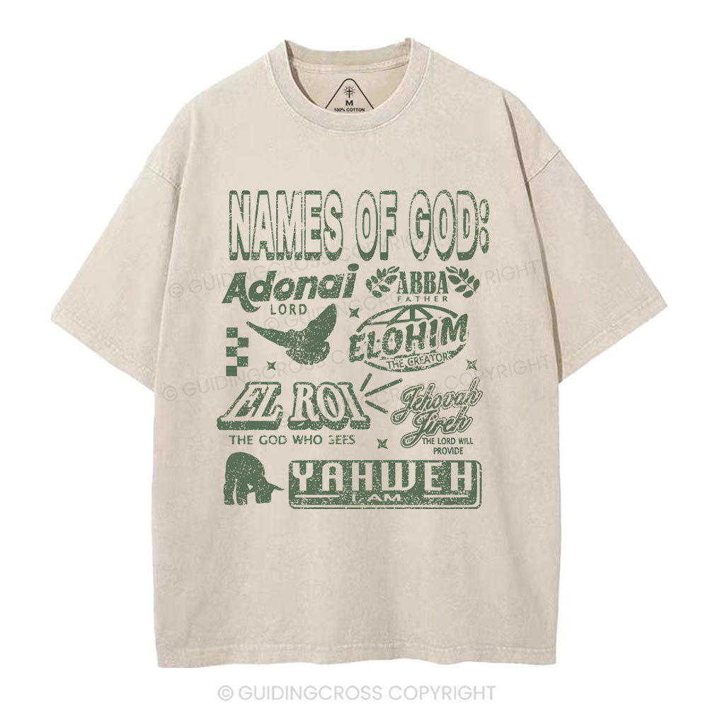 Names Of God Christian Washed T-Shirt