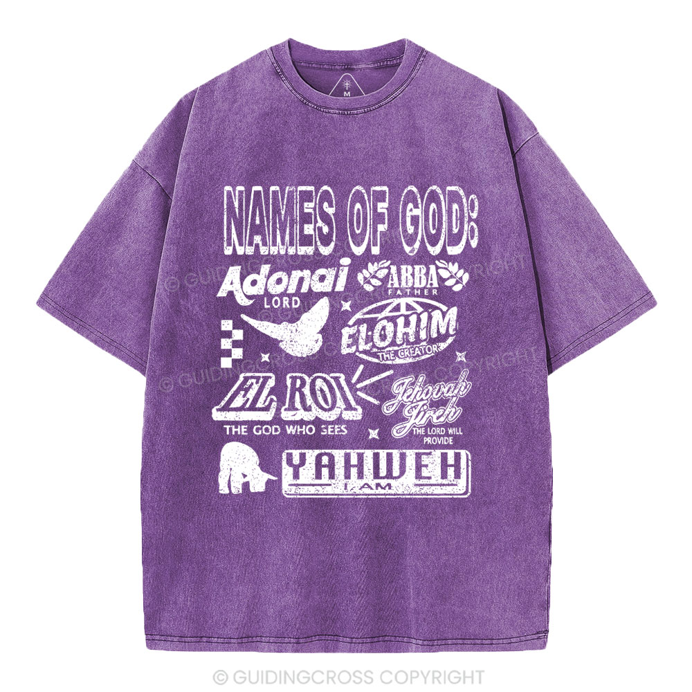 Names Of God Christian Washed T-Shirt